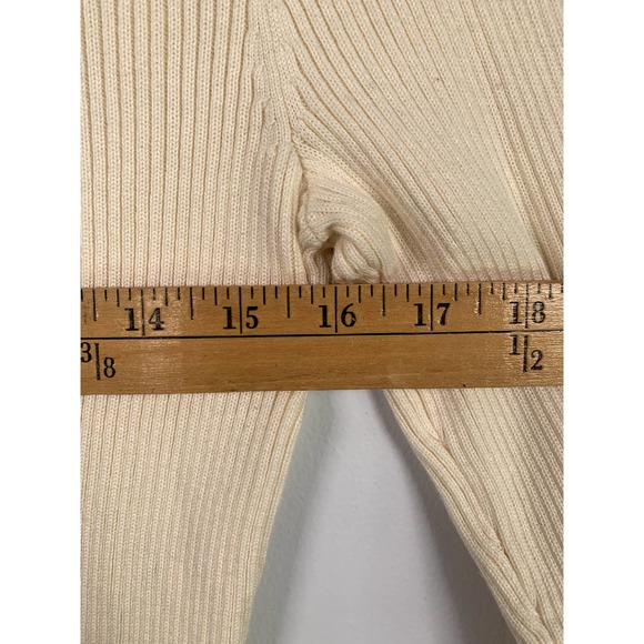 Talbots Ribbed Cowl Neck Cream Long Sleeve Ruffle Front Cardigan XS - Picture 6 of 6
